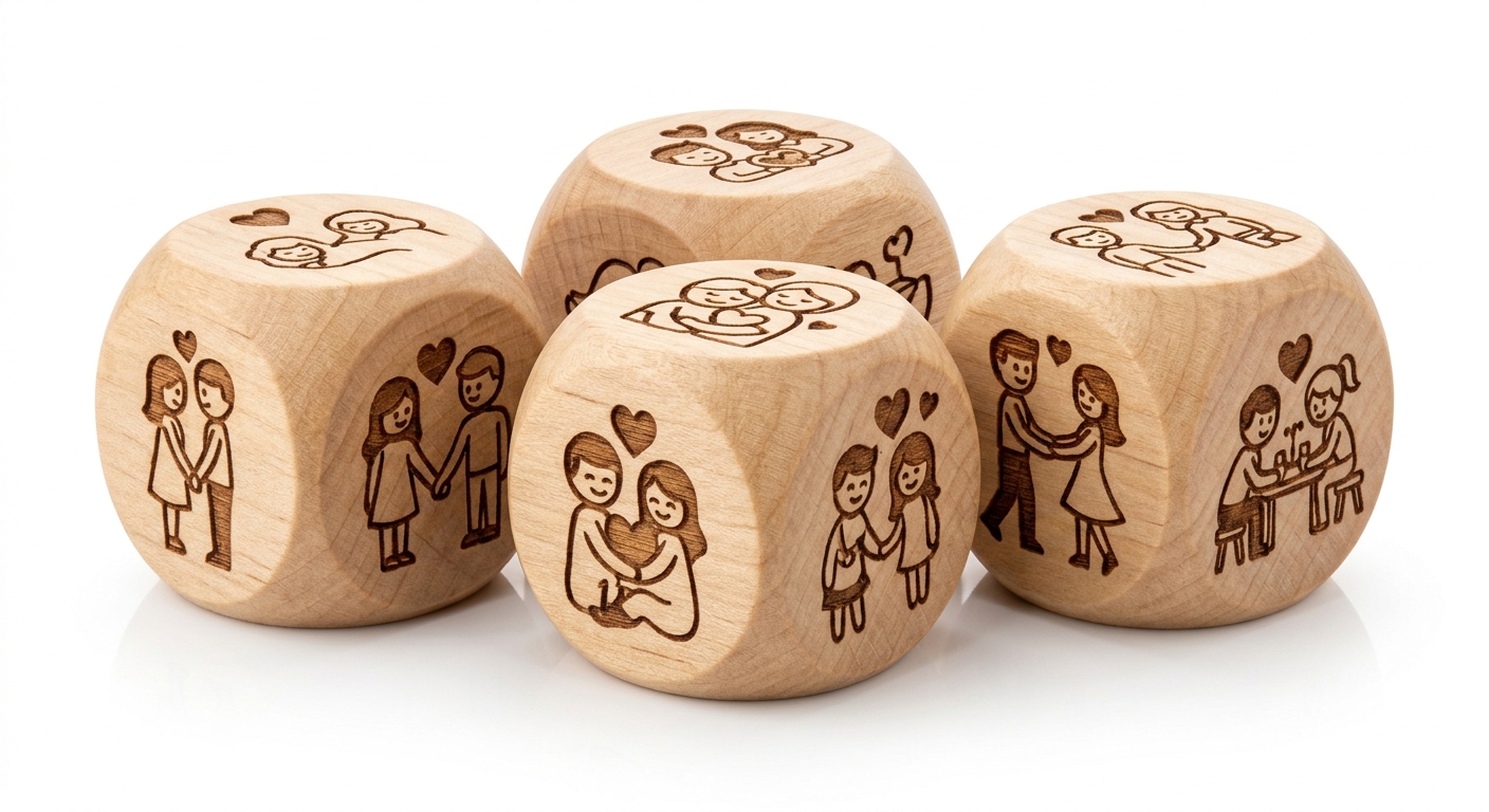 Desire Dice Couple — комплект дървени кубчета за двойки в елегантна кутийка