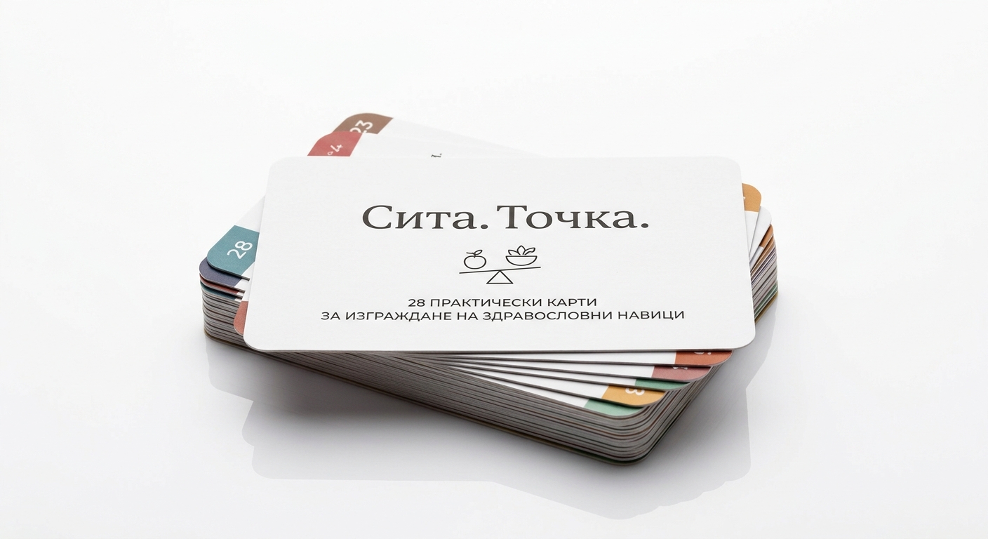 Всички компоненти на Сита. Точка. — кутия, 28 карти, наръчник и помощна карта