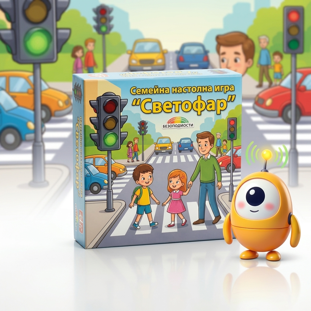 Светофар-спинър и ситуационни карти от играта Светофар