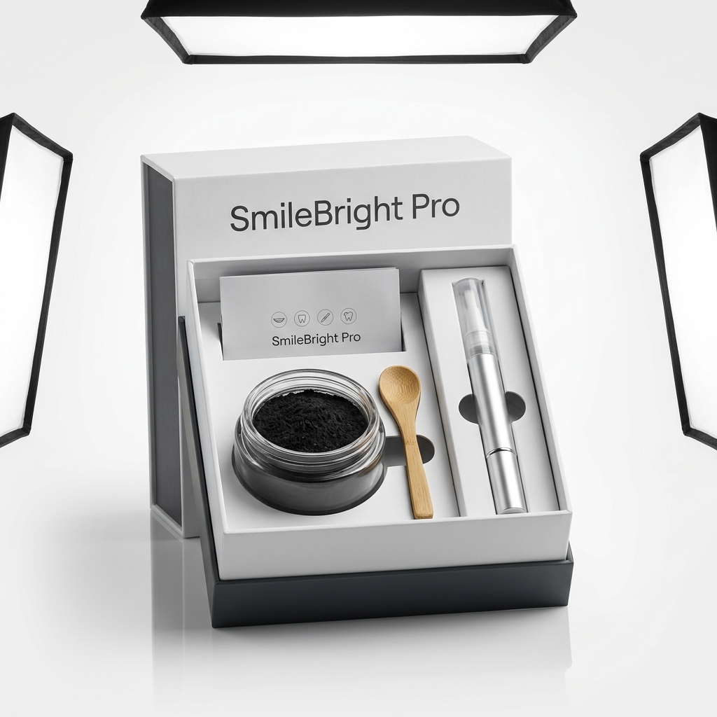 SmileBright Pro комплект - въгленова пудра и LED писалка