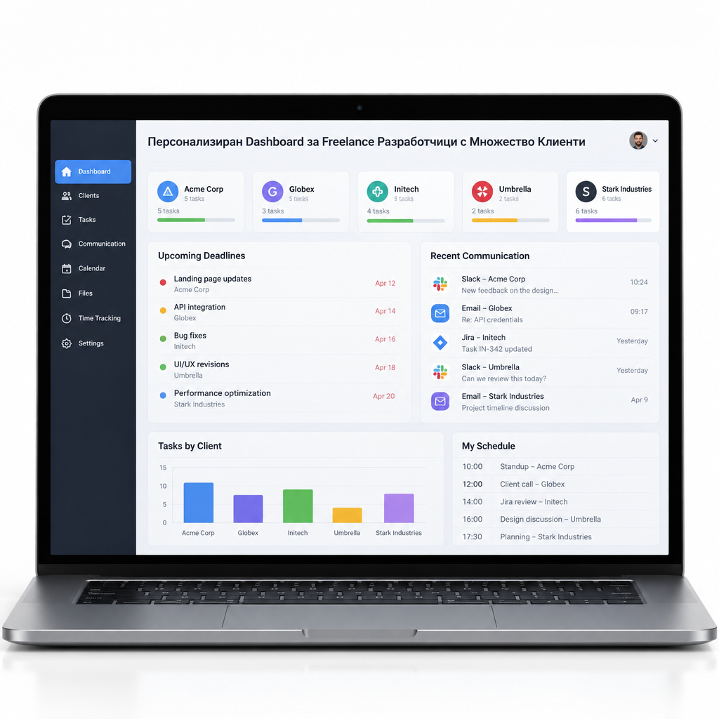 Изглед на клиентски проекти в Персонализиран Дashboard за Freelance Разработчици с Множество Клиенти