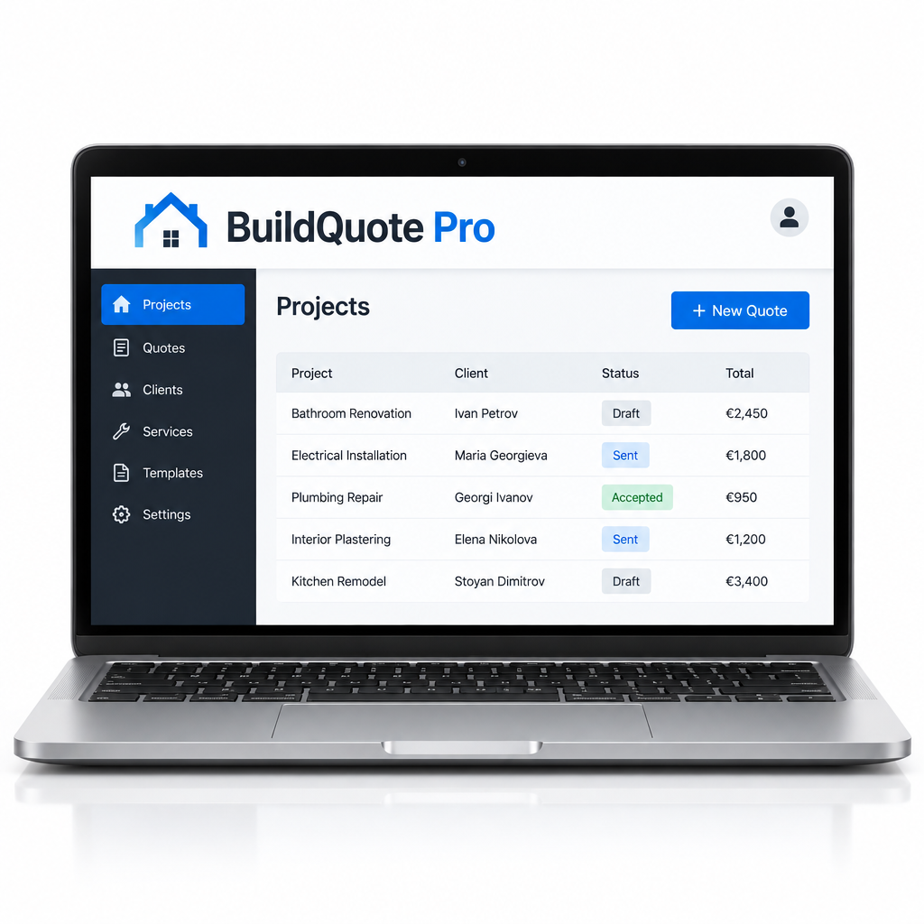 BuildQuote Pro готова оферта