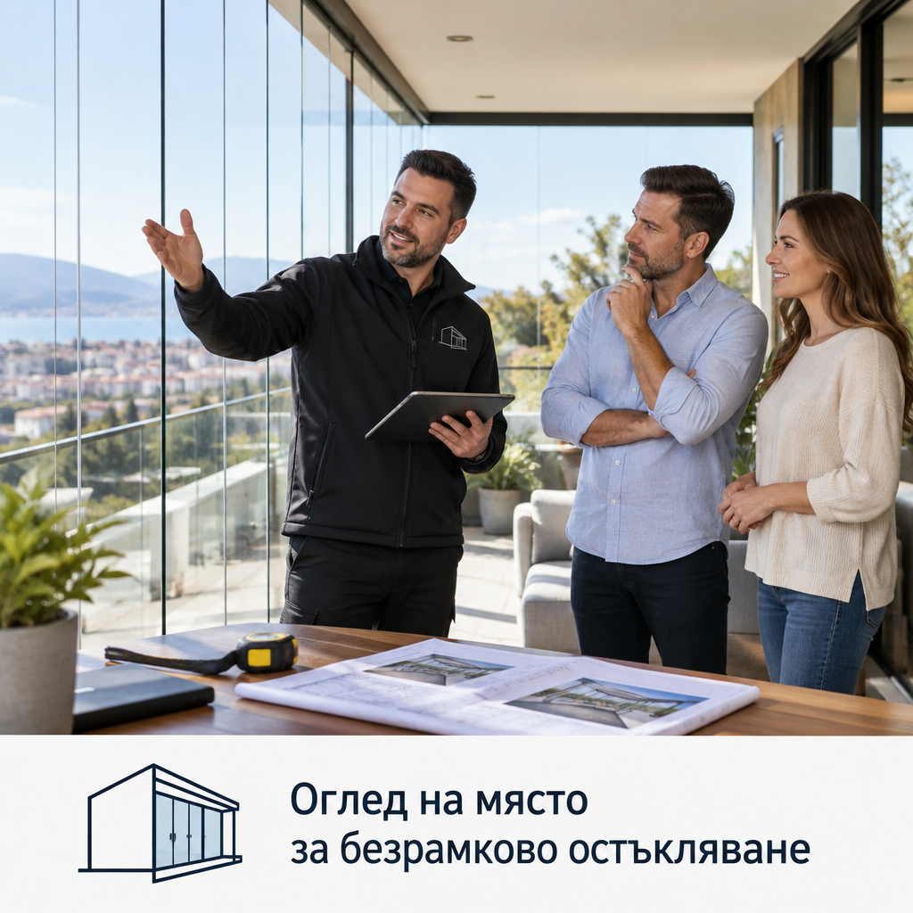 Безрамково остъкляване на тераса — оглед на място