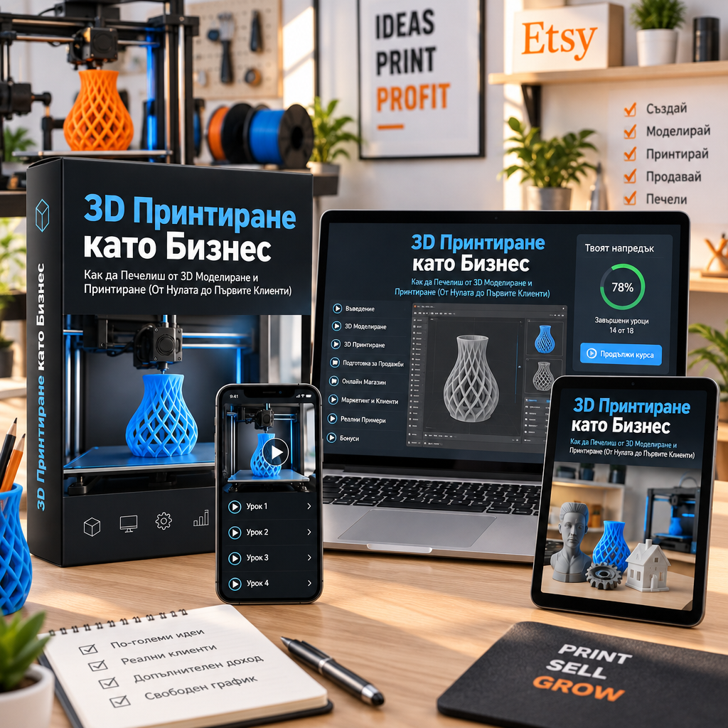 3D Принтиране като Бизнес — Как да Печелиш от 3D Моделиране и Принтиране (От Нулата до Първите Клиенти)
