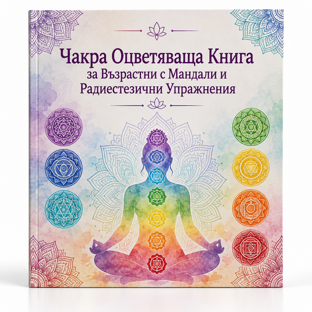 Чакра Оцветяваща Книга за Възрастни с Мандали и Радиестезични Упражнения