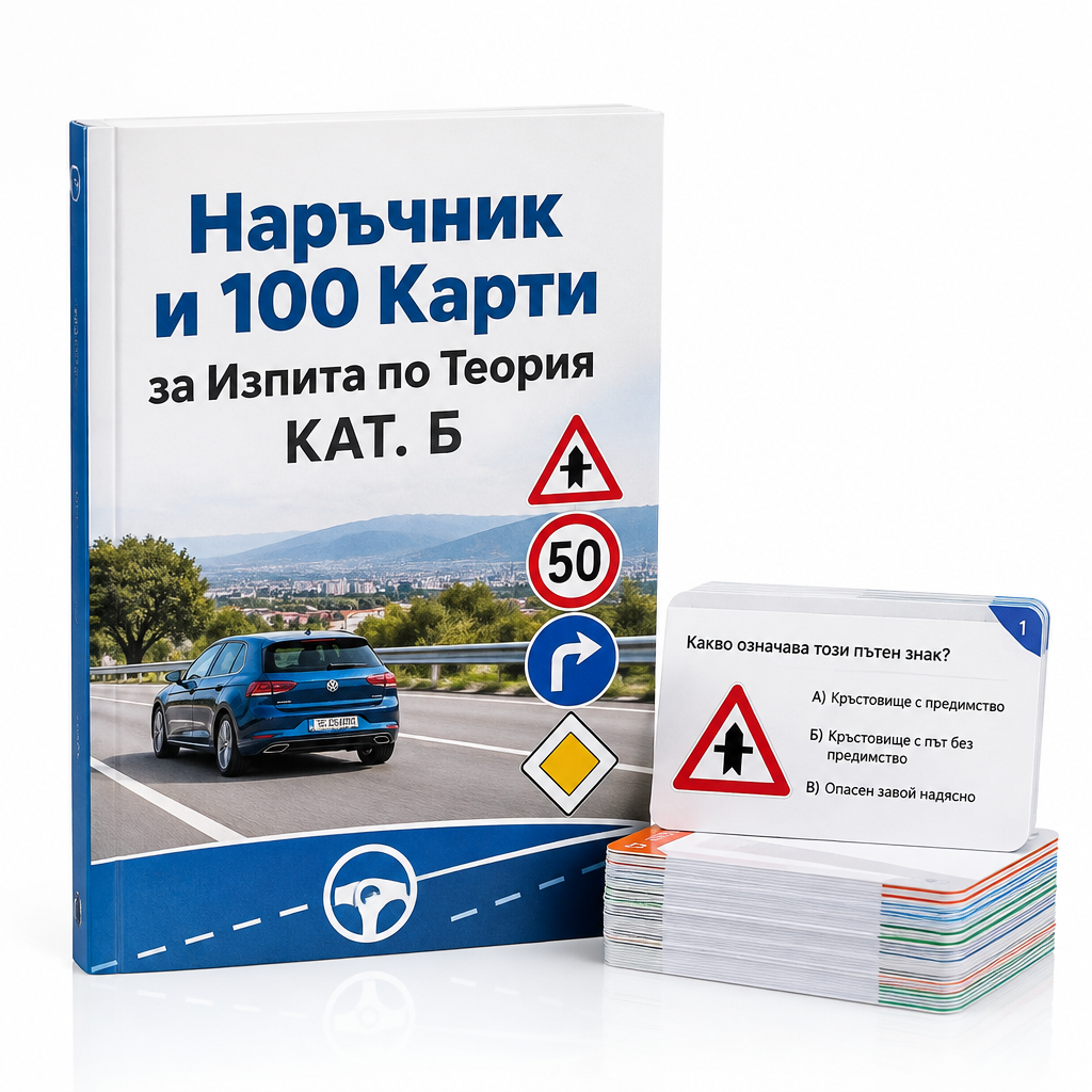 Наръчник и 100 Карти за Изпита по Теория КАТ. Б