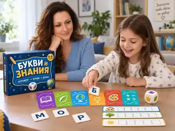 Дете тегли буквена карта заедно с майка си
