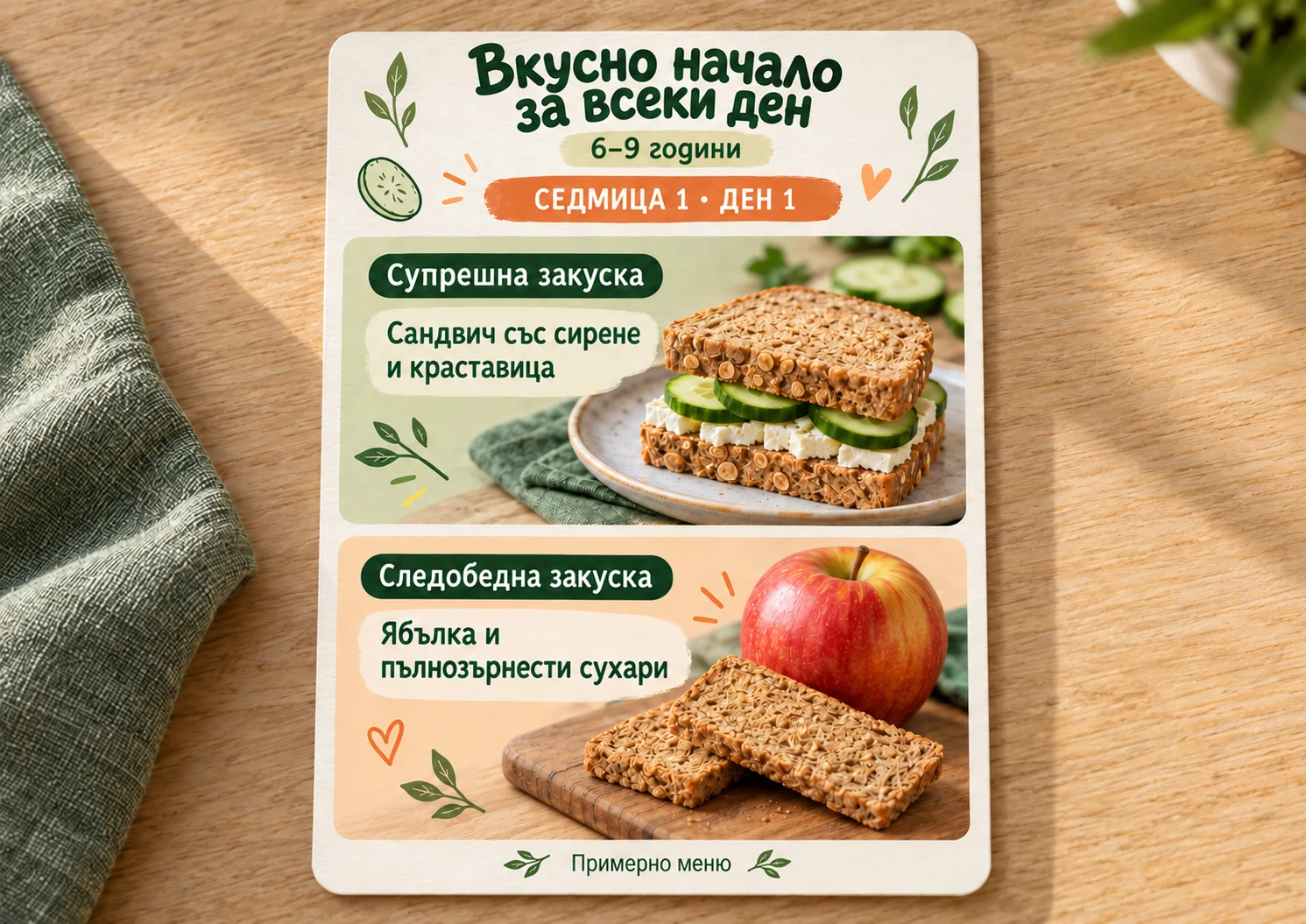 Лице на примерна дневна карта