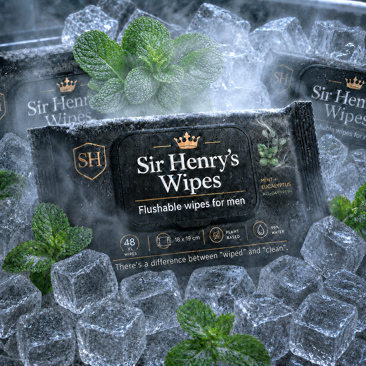 Sir Henry's Wipes — мъжки мокри кърпички черна опаковка