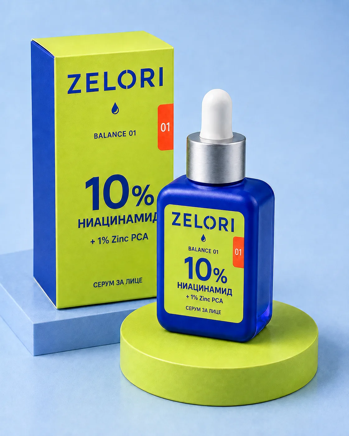 Серум за лице с ниацинамид 10% + цинк - опаковка