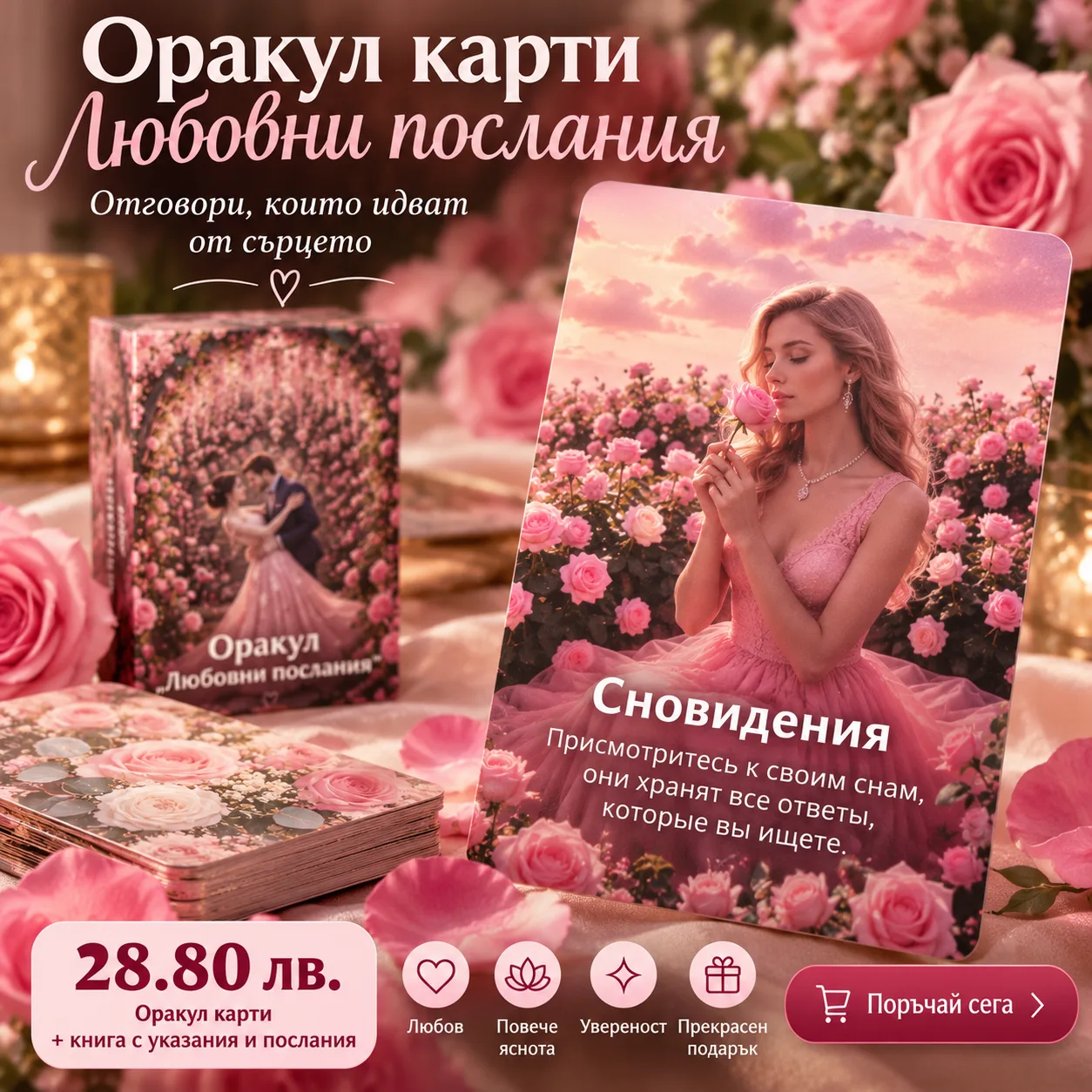 Корица на книгата със значенията на картите — Любовен Оракул